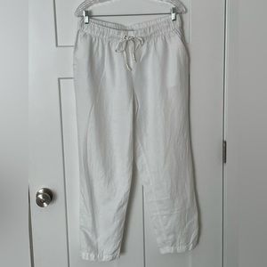 Loft White Cotton Linen Drawstring Pant - Sz medium